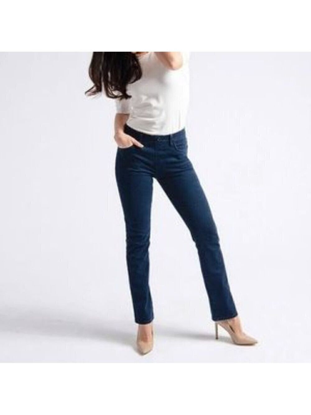 Betabrand Straight-Leg | 4-Pocket Pull On Yoga Denim Pant Medium, Short Petite - Picture 1 of 13